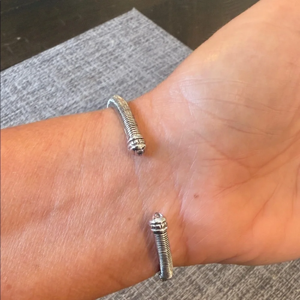 Judith Ripka Silver and Gold Bracelet with Pink Stone And Diamonds - Picture 2 of 4